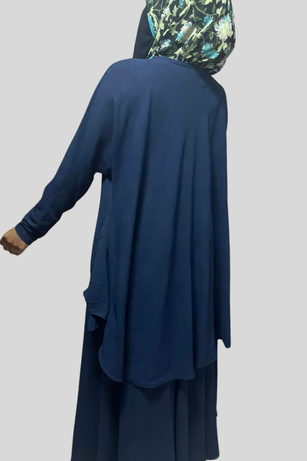 Hiba Modest Blouse-Long sleeve Flowy Modest Top Navy