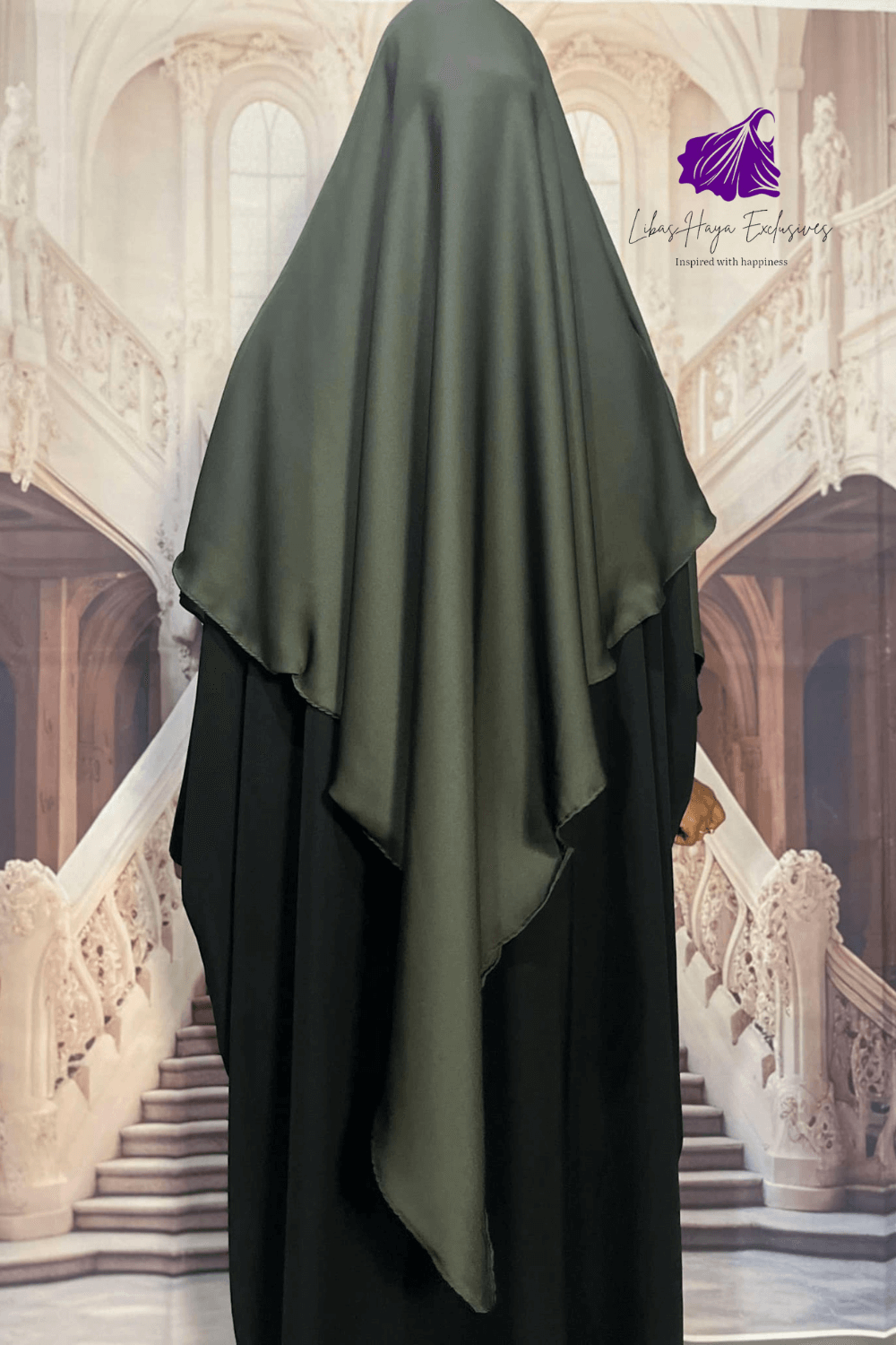 khimar, Single layer Khimar,  Zahra khimar with adjustable Niqab-Green