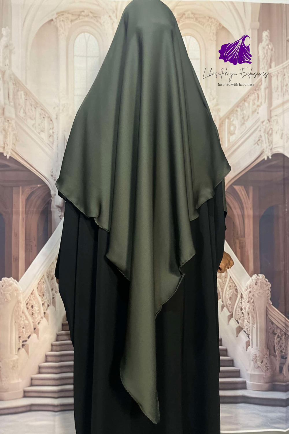 Khimar -Single layer khimar, Zahra khimar with built-in niqab- Green