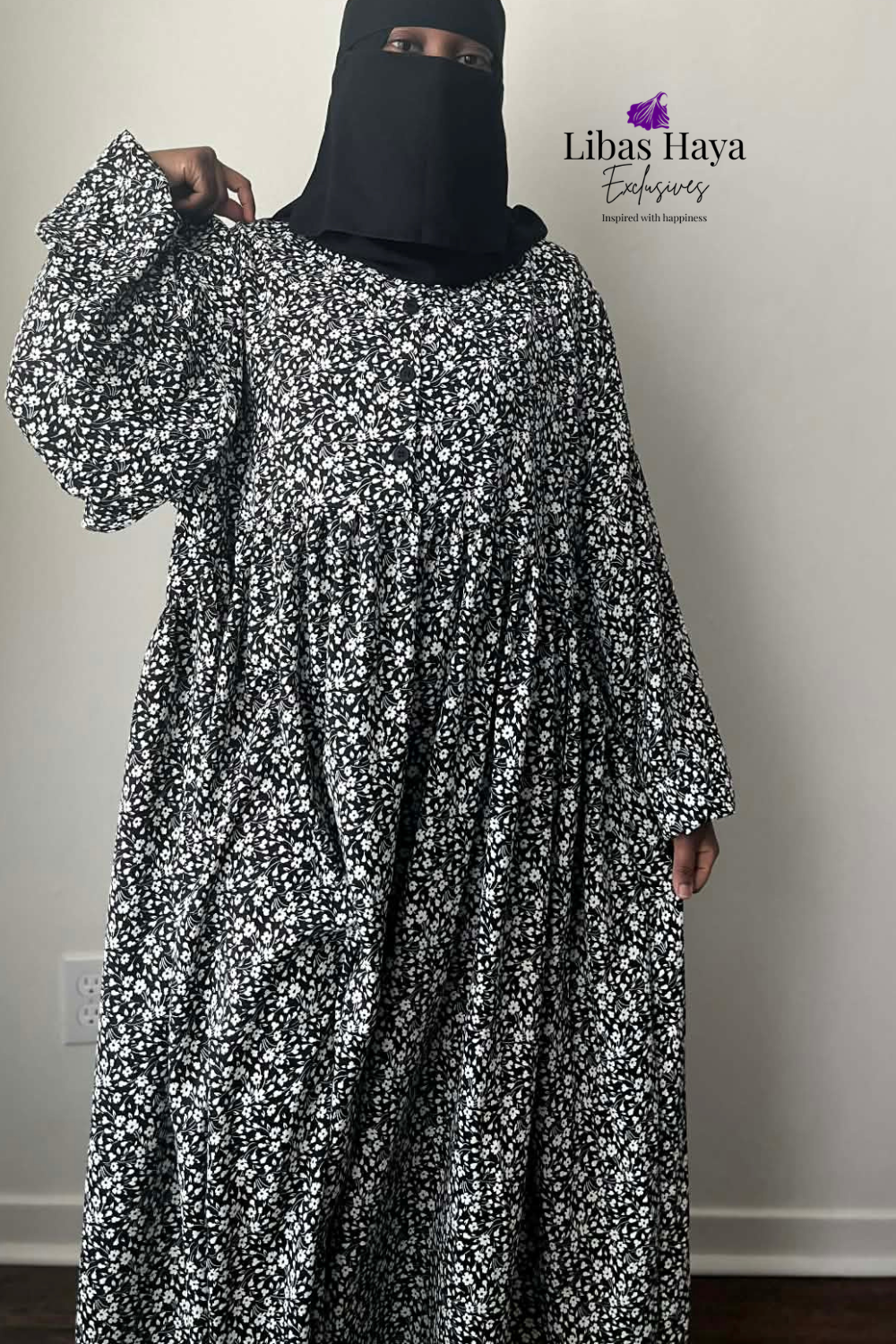 Ditsy Floral Prayer Set- Prayer Abaya + Premium Chiffon Shayla.
