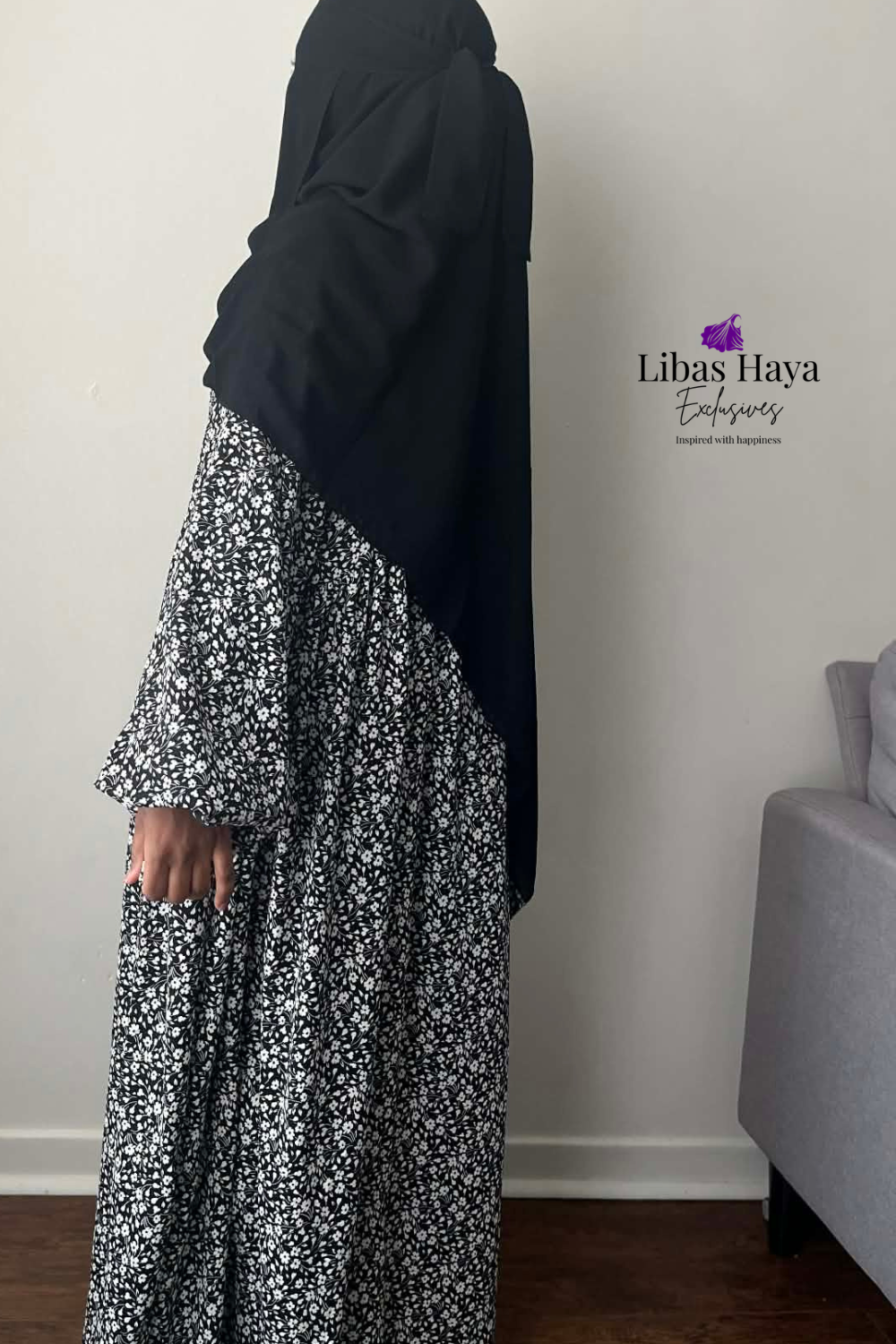 Ditsy Floral Prayer Set- Prayer Abaya + Premium Chiffon Shayla.