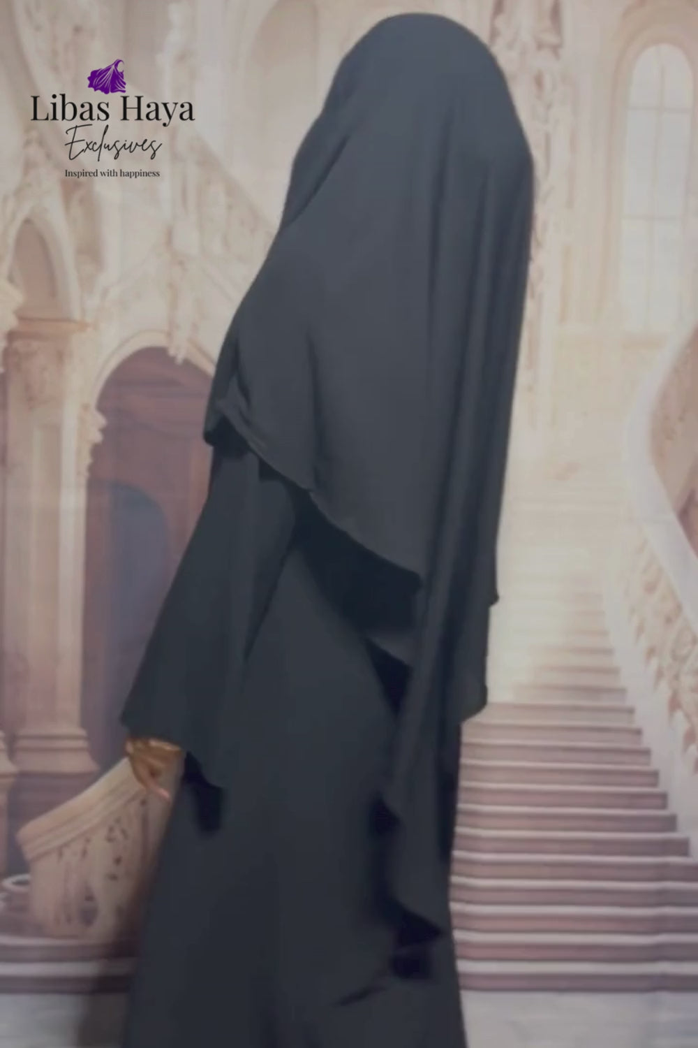 Khimar, Single Layer Black Diamond Cut Khimar| Tie-Back feature | Optional Niqab