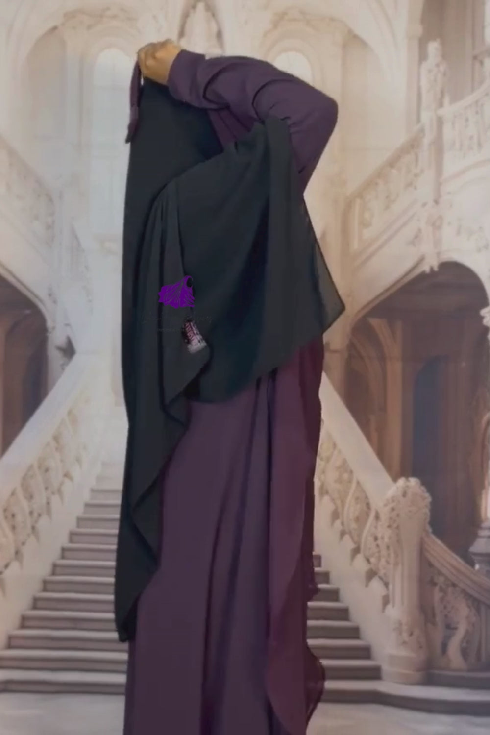 Raahah 2-Layer XL Niqab-Purple (Ships To South America)