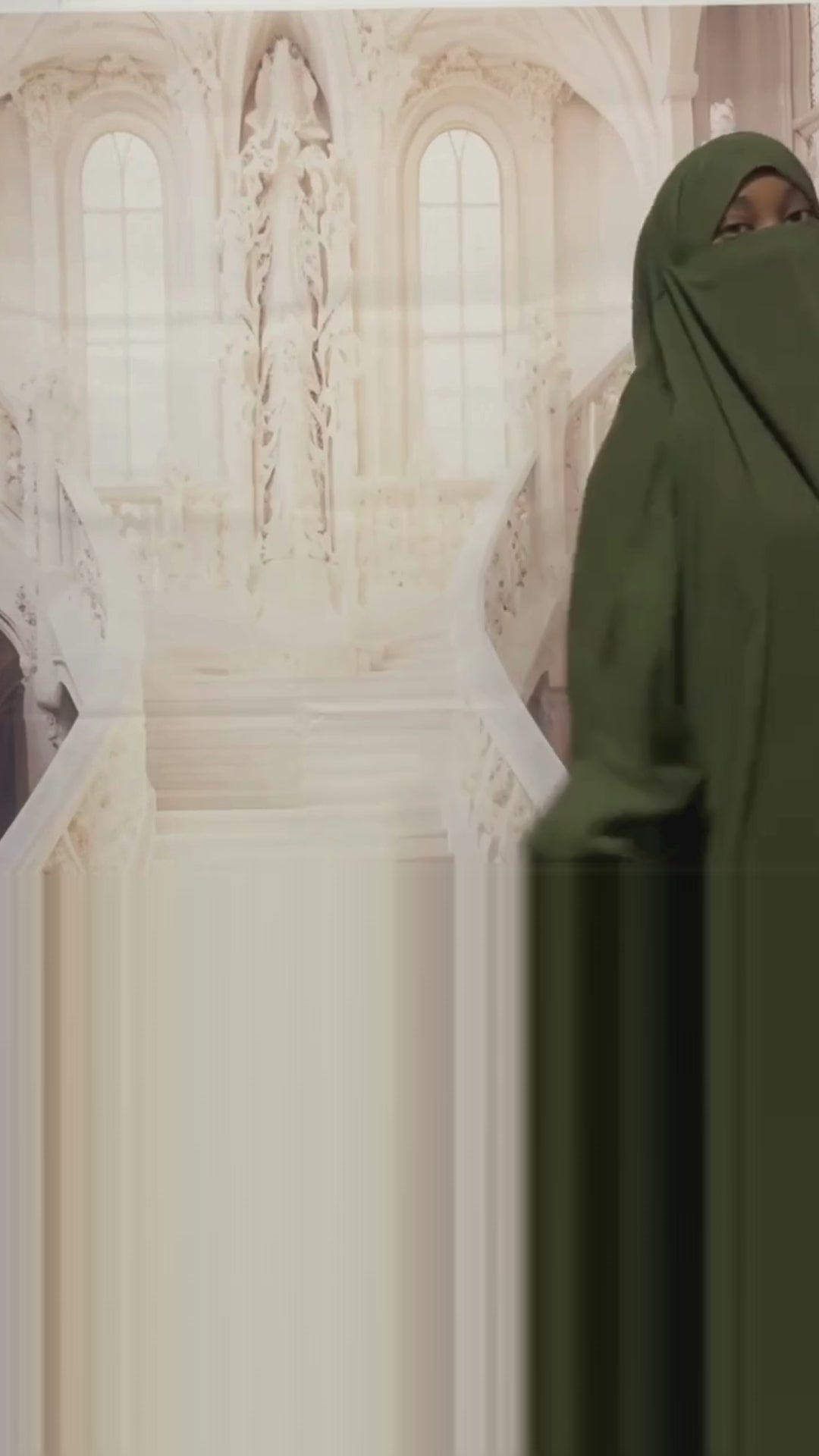 video of 2 piece jilbab in army green