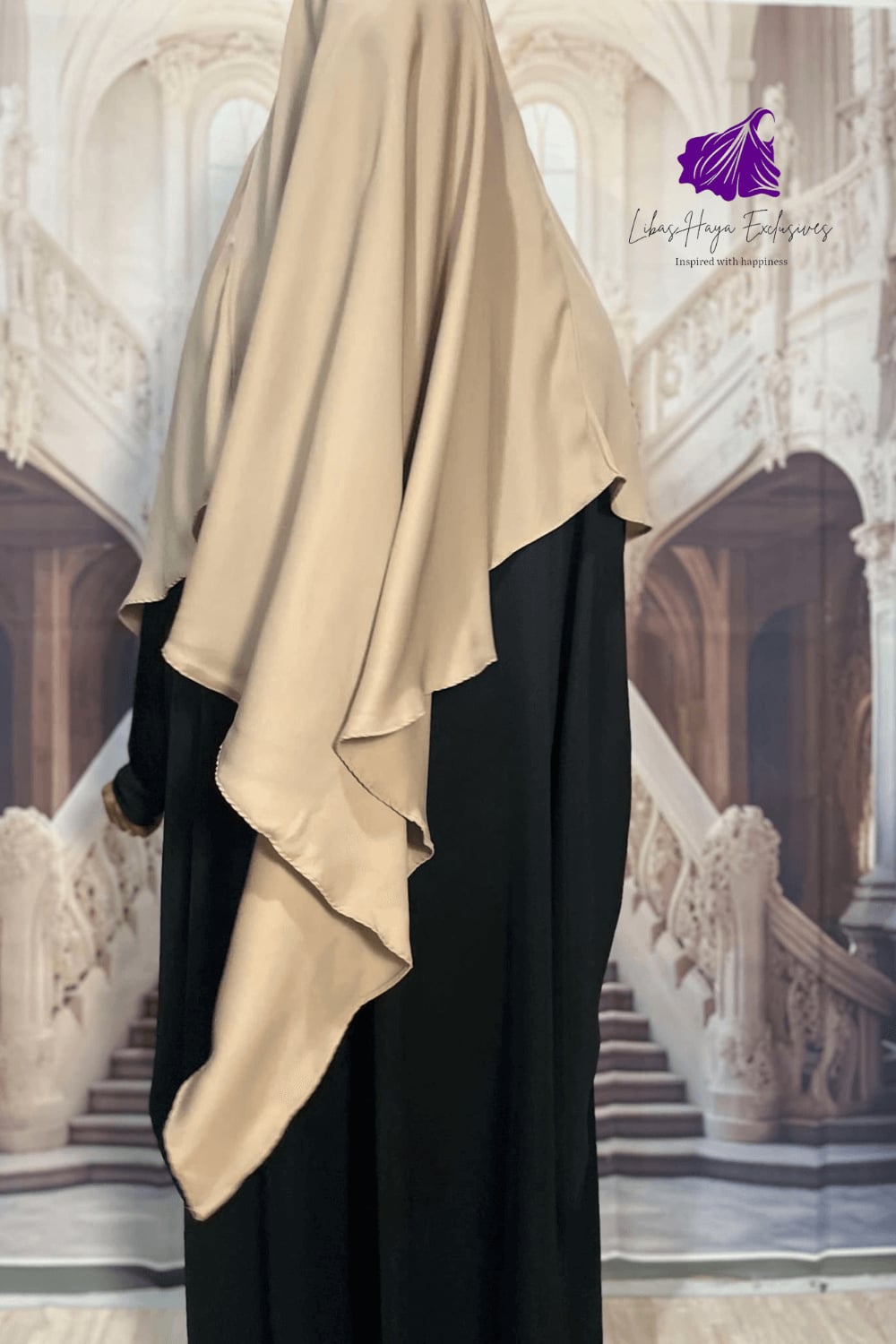 Khimar -Single layer khimar, Zahra khimar with built-in niqab- Beige