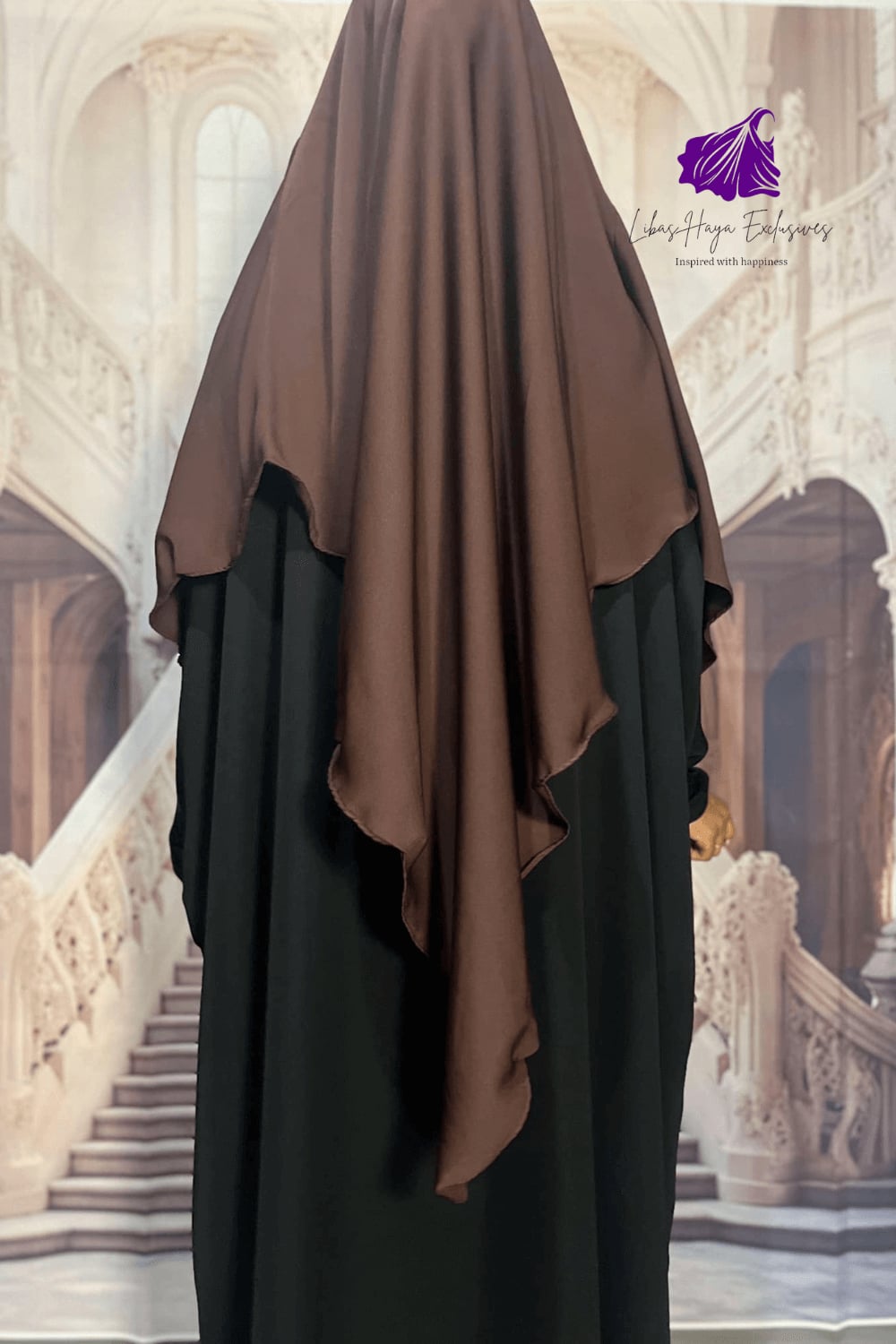 khimar, Single layer Khimar,  Zahra khimar with adjustable Niqab- Brown