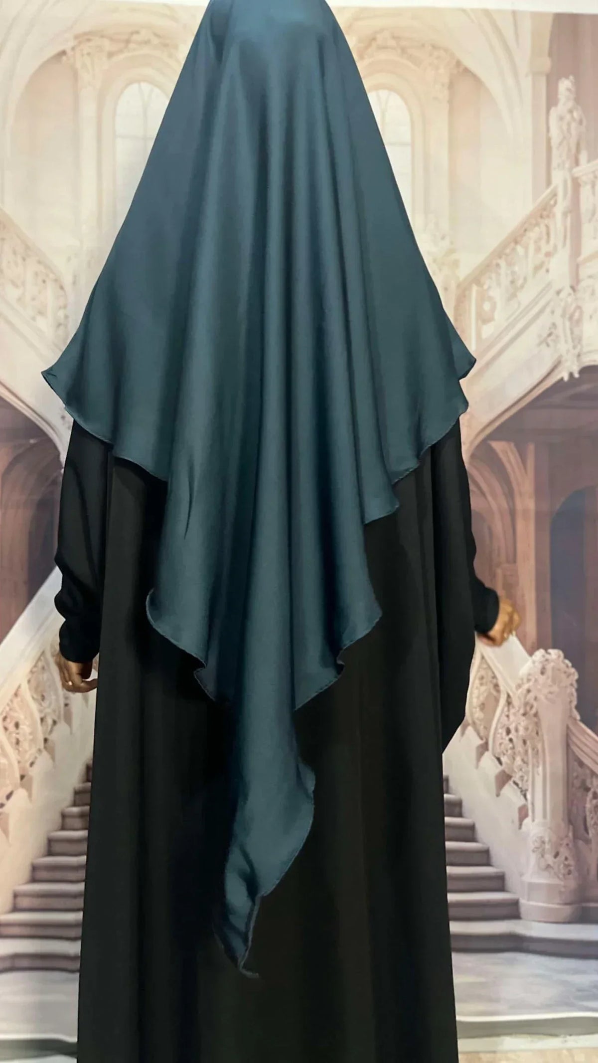Khimar -Single layer khimar, Zahra khimar with built-in niqab-Blue (Ships To South America) - Libas-Haya Exclusives