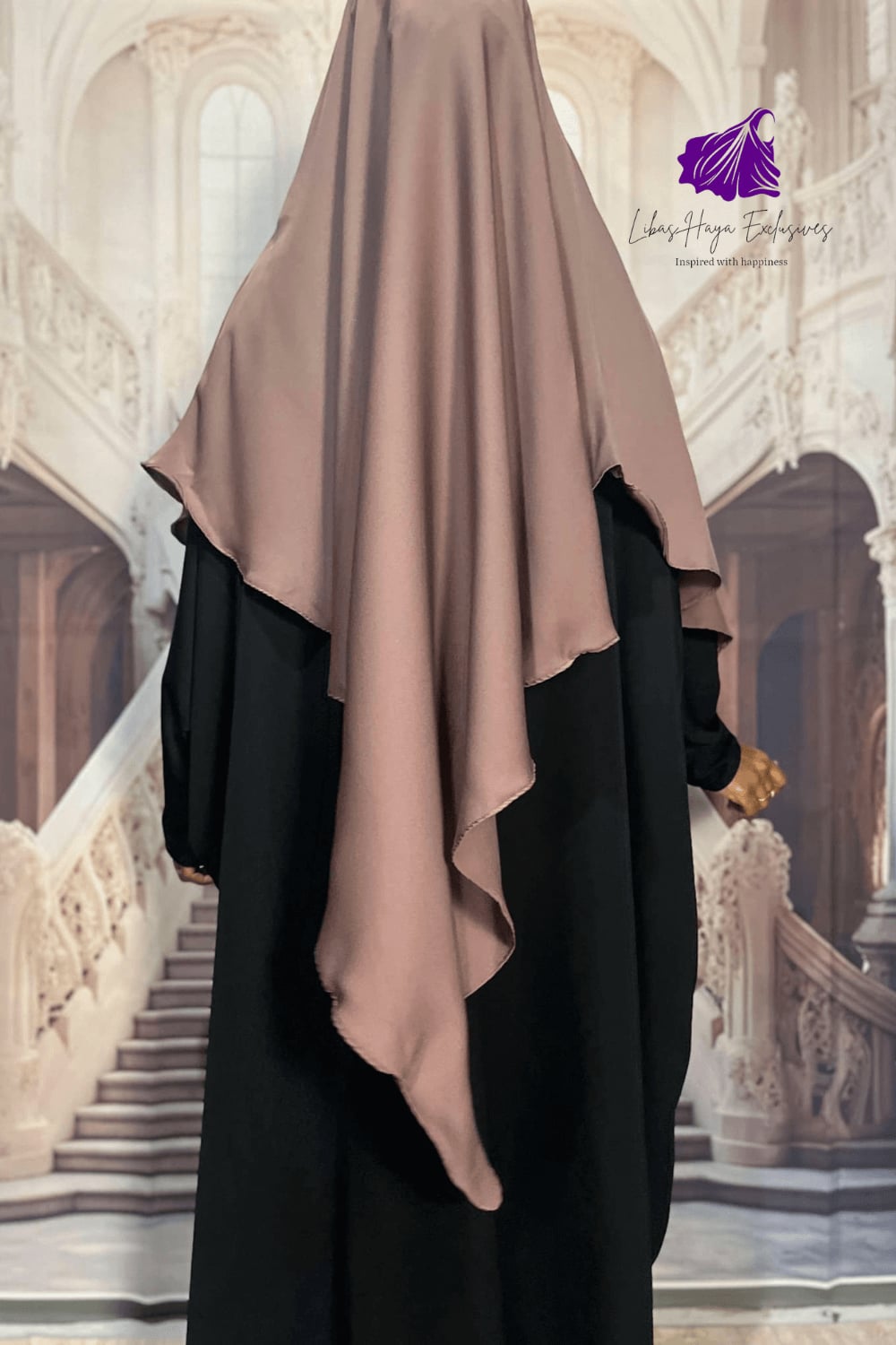 Khimar -Single layer khimar, Zahra khimar with built-in niqab-Dusty Pink