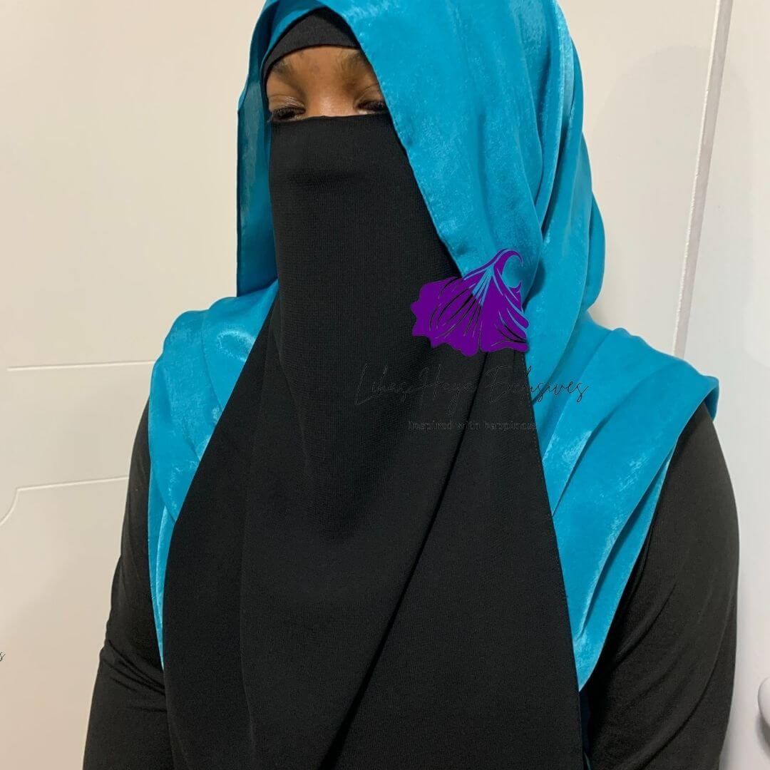 Our Raahah Half Niqaab is the perfect choice for Niqaabi's looking for the ultimate niqaab comfort. With the niqaab having strings at the back, you can easily wear it with any hairstyle of the day. They are breathable, comfortable, and soft to the touch. Because they are lightweight, you wouldn't remember it's on your face! thus making it every niqaabi's dream.