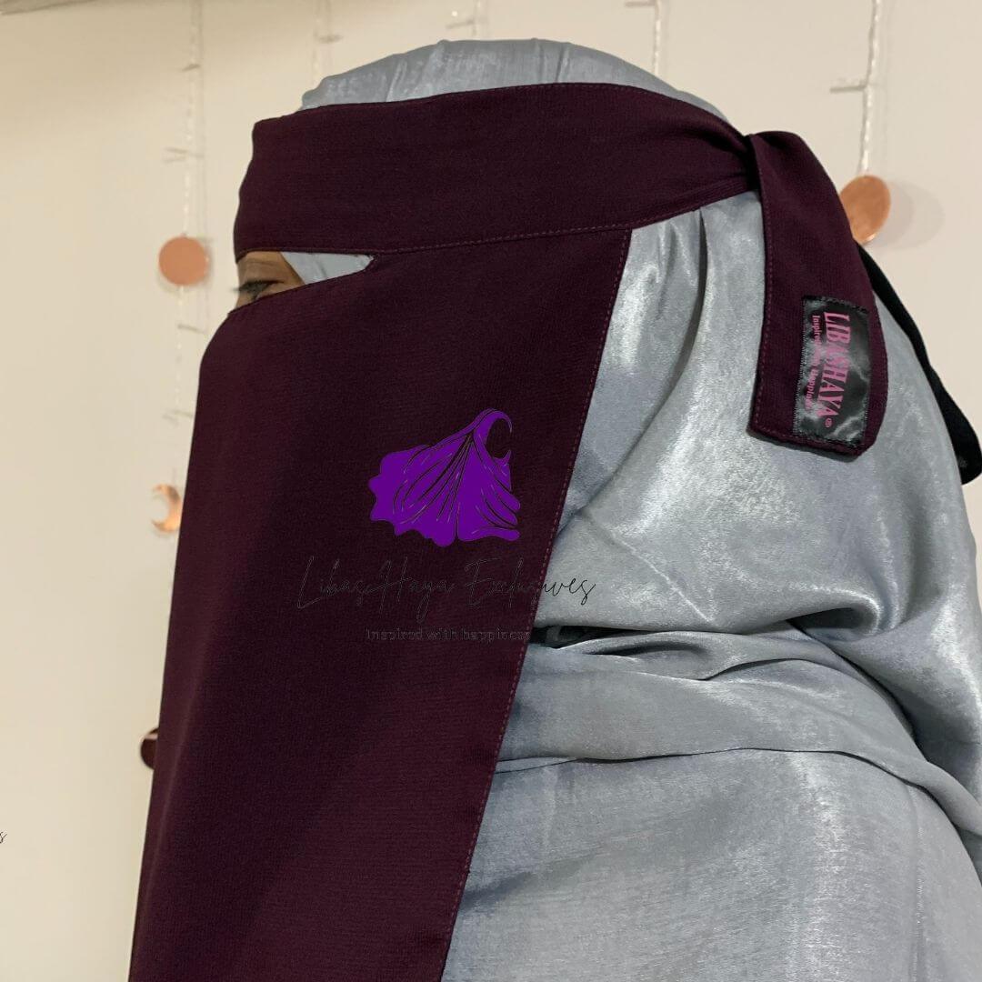Niqab, Raahah Reversible Niqab- Black & Purple - Libas-Haya Exclusives