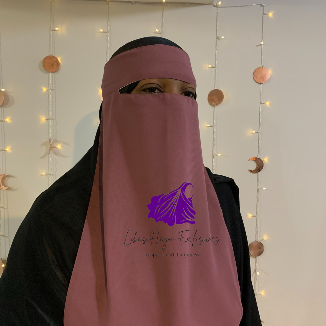 Niqaab, Raahah Reversible Niqab-Rose Pink & Pink (Ships to North America)