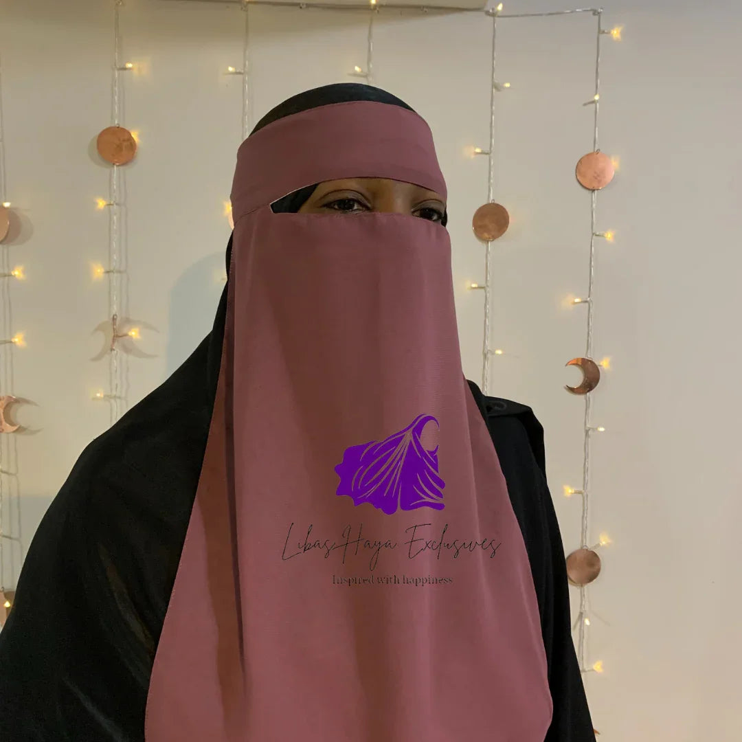 Niqaab, Raahah Reversible Niqab-Rose Pink & Pink (Ships to North America) - Libas-Haya Exclusives