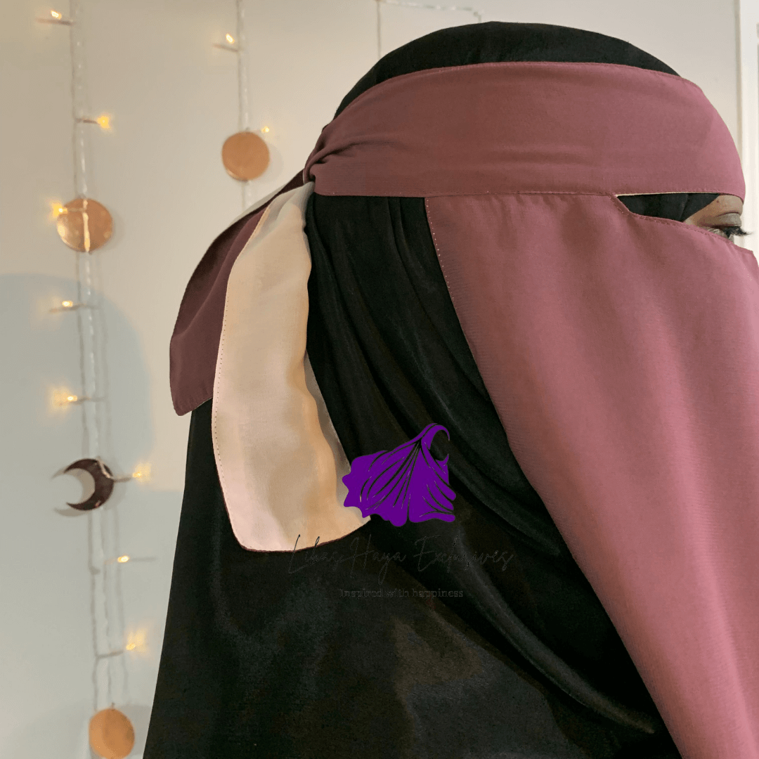 Niqaab, Raahah Reversible Niqab-Rose Pink & Pink (Ships to North America)