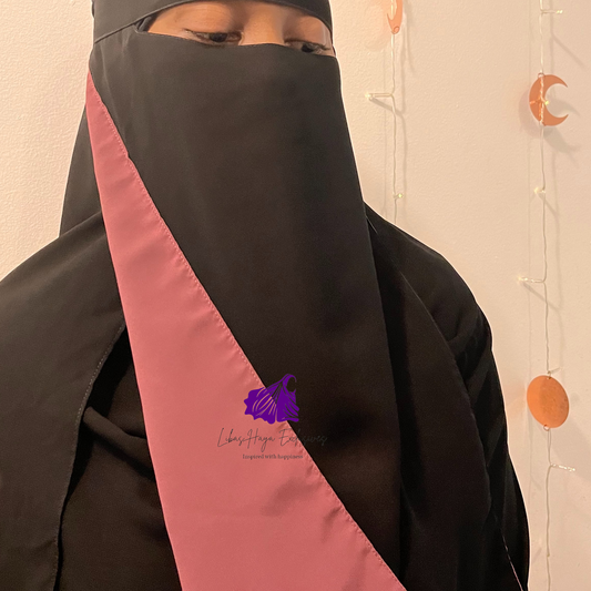 Niqab, Raahah Reversible Niqab-Black & Pink (Ships to North America)