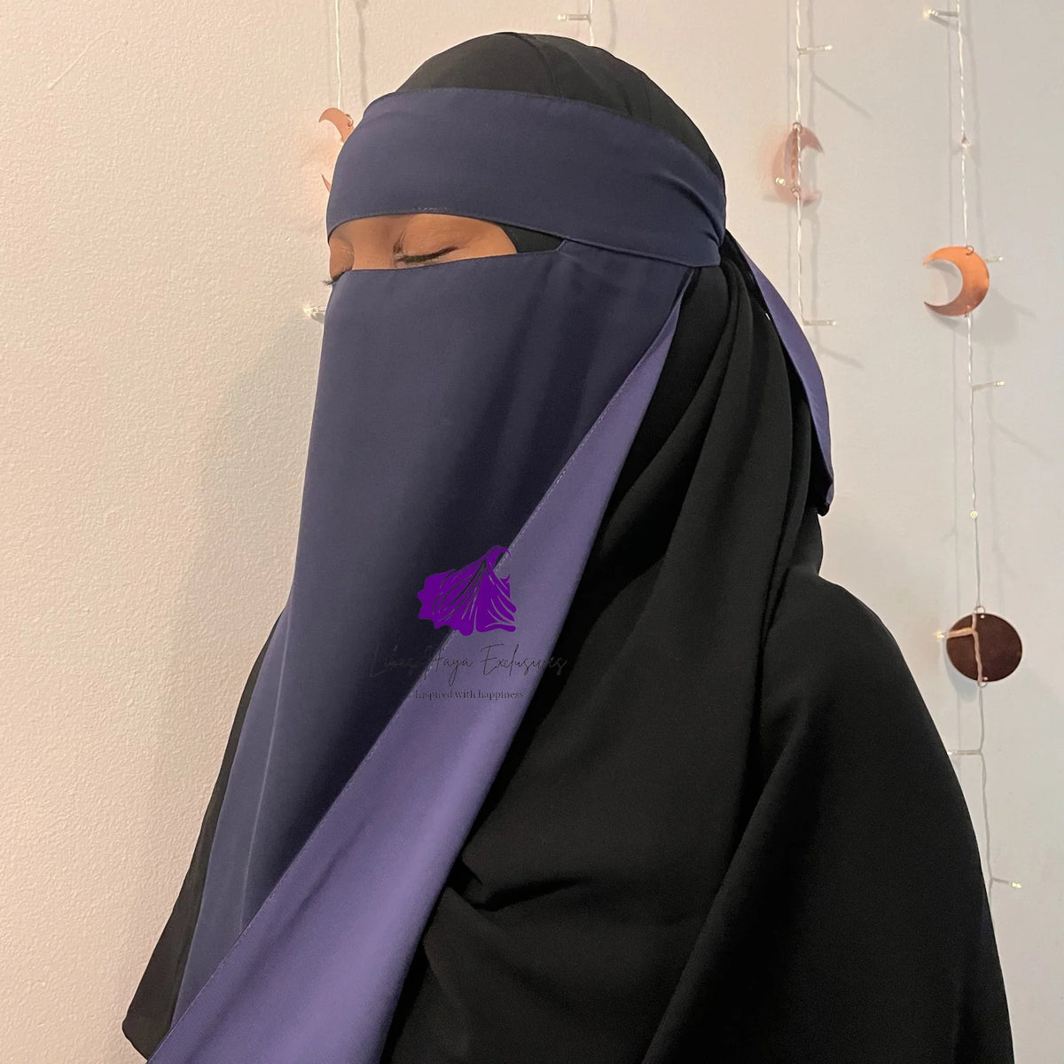 Niqab, Raahah Reversible Niqab-Navy & Blue - Libas-Haya Exclusives