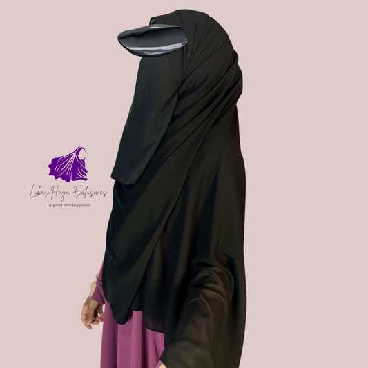 Zaynah Shayla, Premium Maxi Chiffon Hijab-Black (Ships to North America)