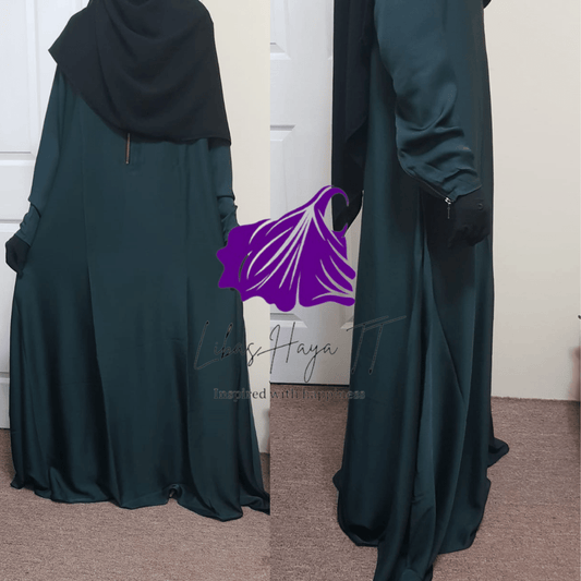 Zainab Emerald Abaya dress, with front zipper and zipper sleeves  (TWH)