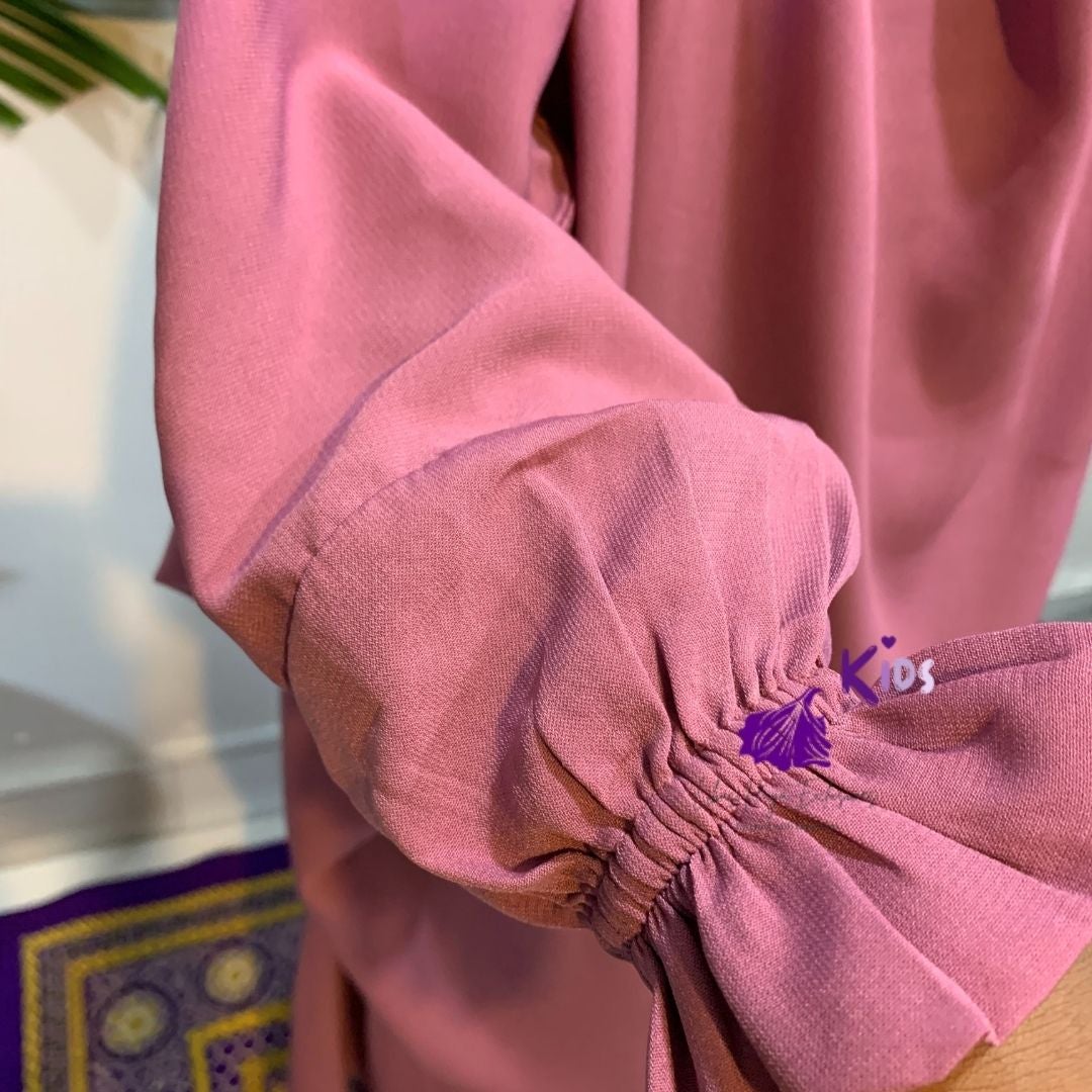 kids cute elastic ruffle cuff sleeve in pink