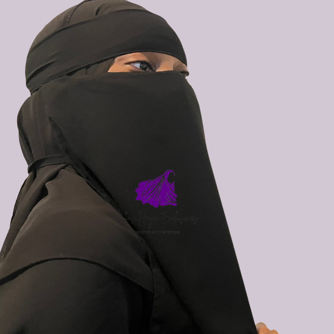 Himaya Black  Single-Layer Niqab with built in mask.
