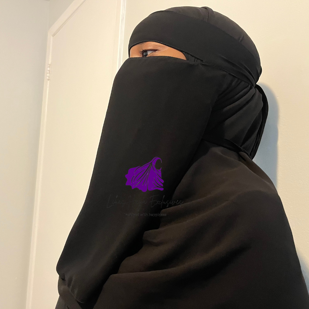 Himaya Black Single-Layer Niqab with built in mask  (Ships to South America)