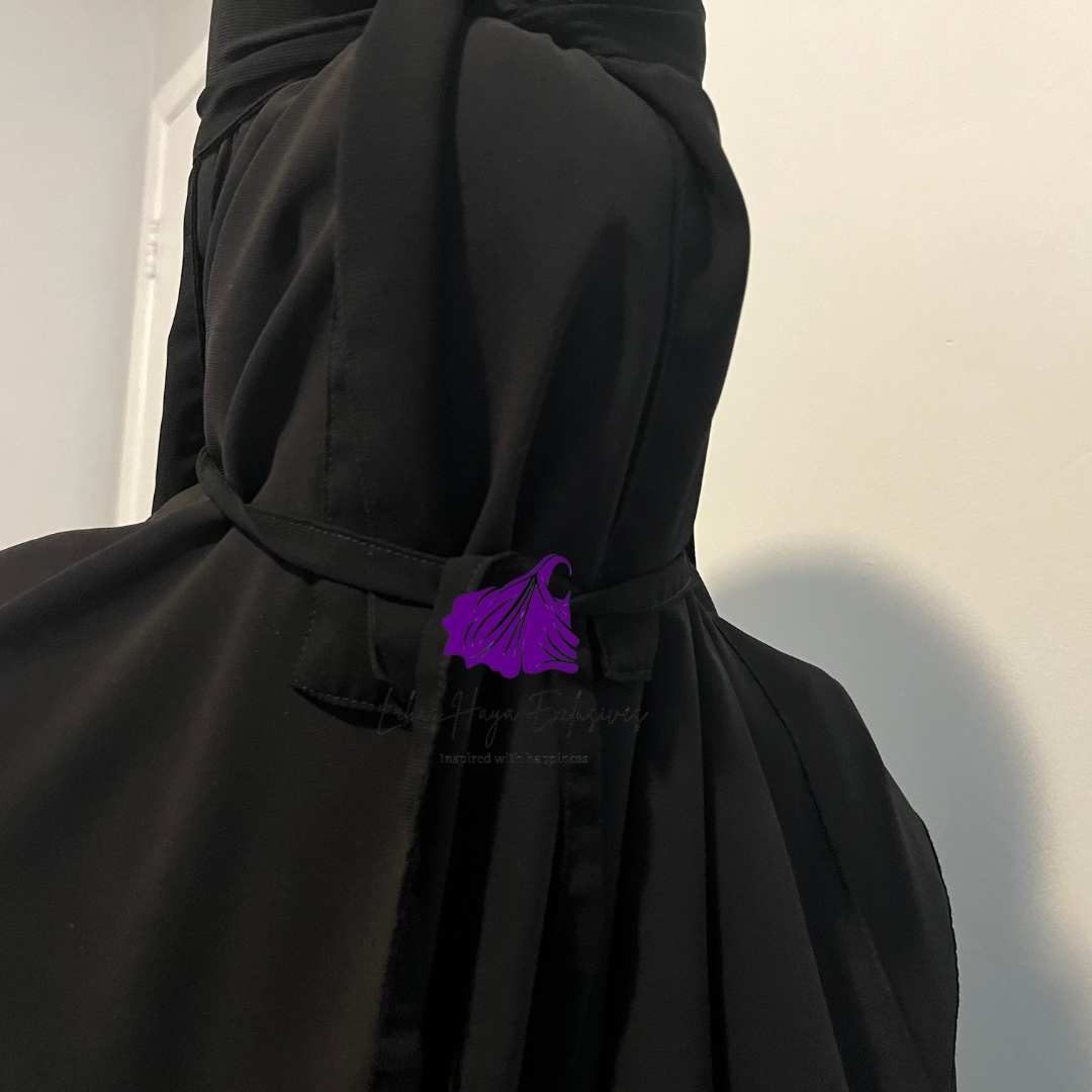 Himaya Black Single-Layer Niqab with built in mask  (Ships to South America)