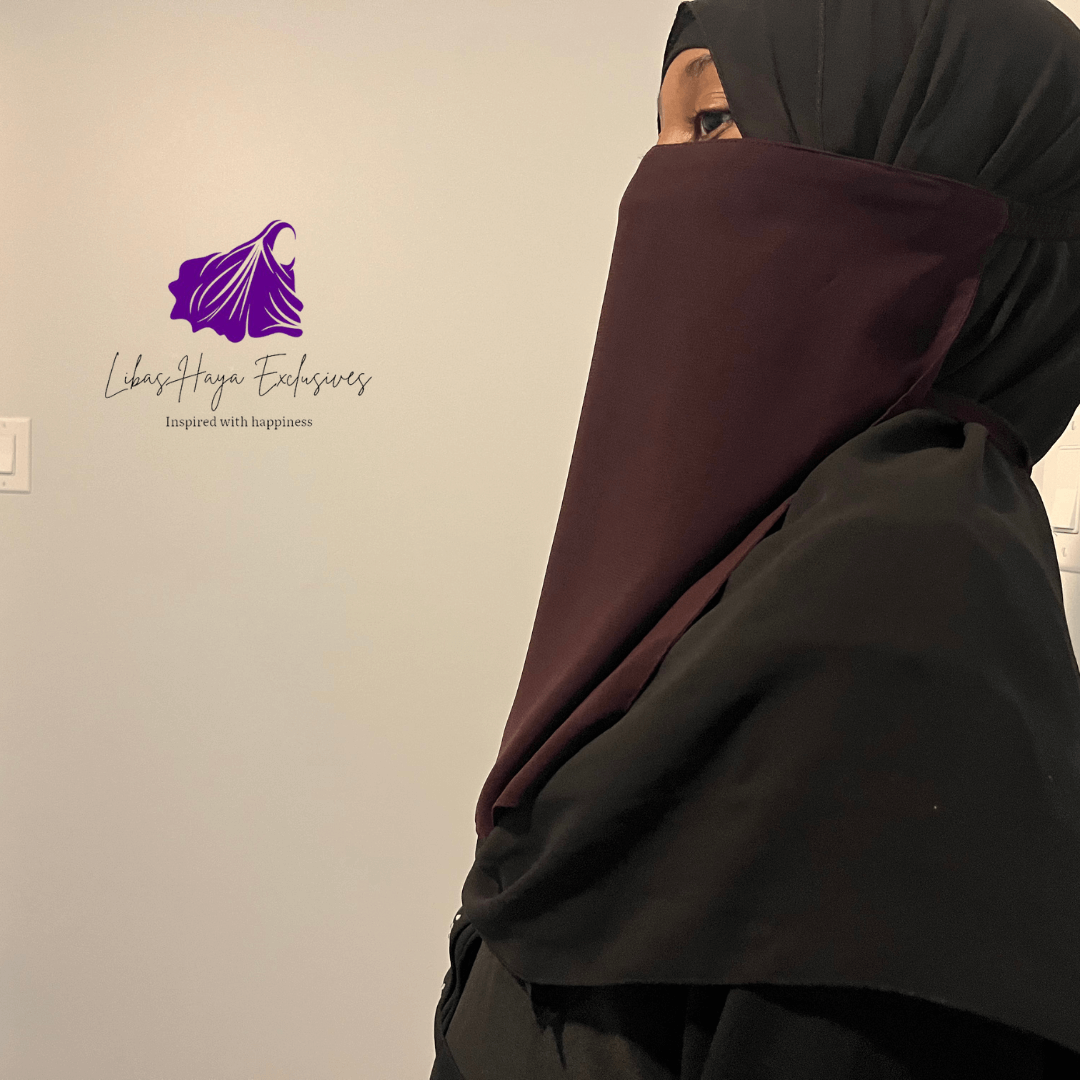 Half niqab with elastic plum