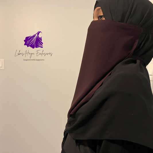 Himaya Elastic Half Niqab, with built in mask, Plum (Ships to South America)