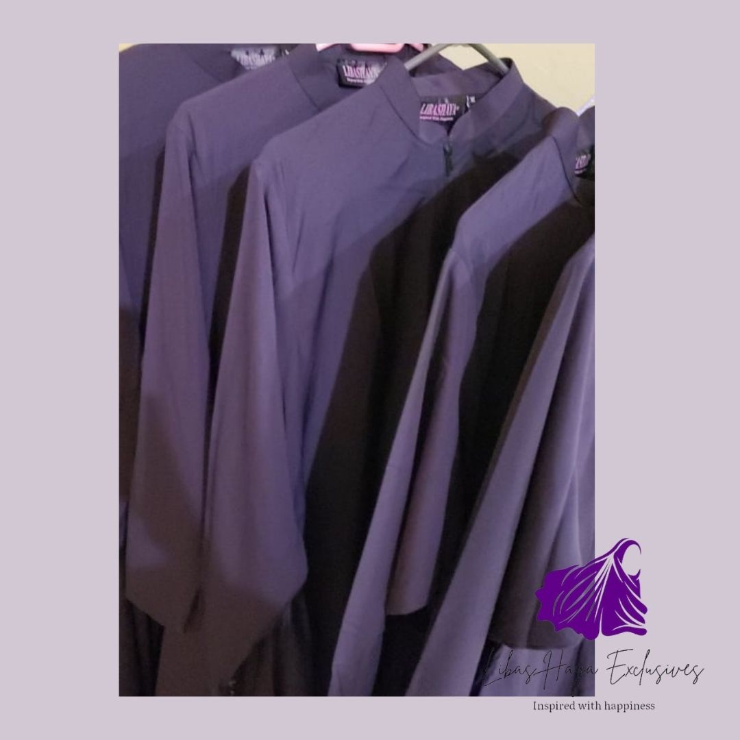 Purple Aziza Abaya Dress ,with front zipper and zipper sleeves
