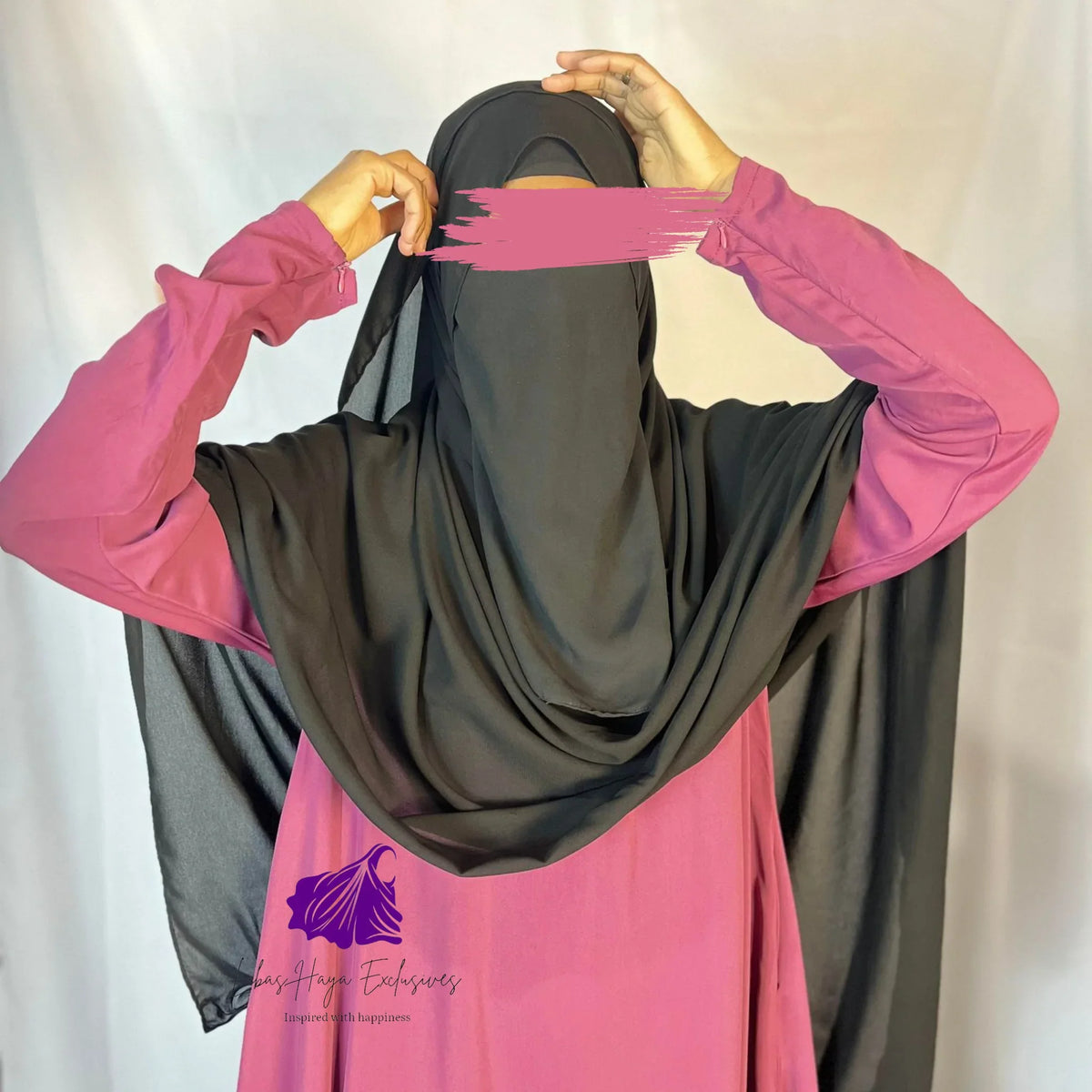 Zaynah Shayla, Premium Maxi Chiffon Hijab-Black (Ships to South America) - Libas-Haya Exclusives