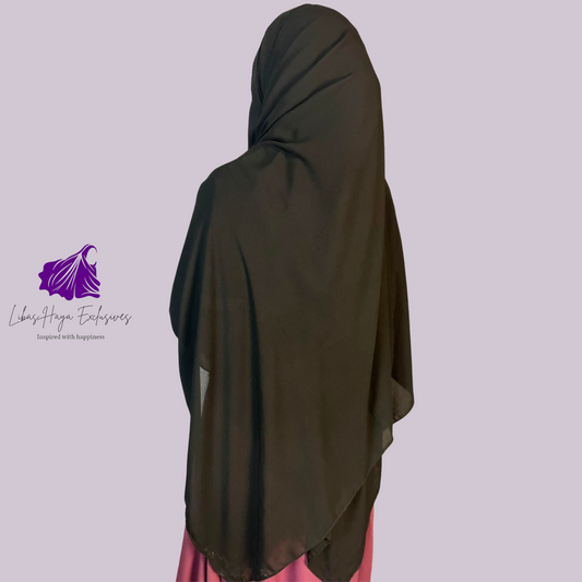 Zaynah Shayla, Premium Maxi Chiffon Hijab-Black (Ships to South America)
