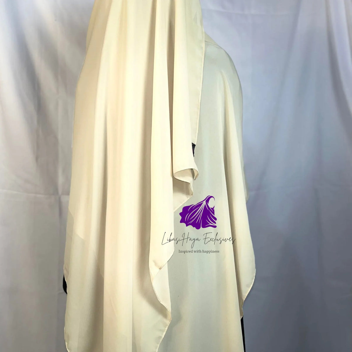 Zaynah Shayla, Premium Maxi Chiffon Hijab-Cream - Libas-Haya Exclusives