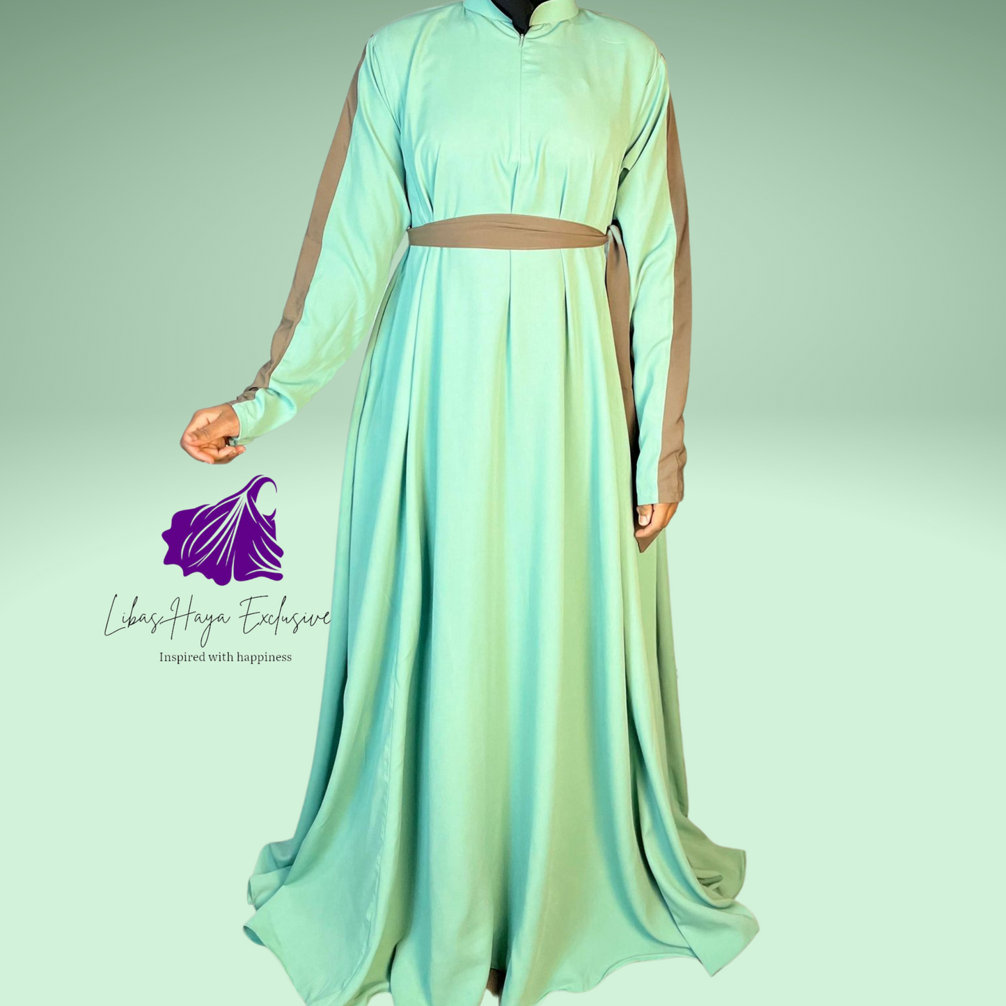 Abaya Asma -Sage & Khaki Green  (Ships to South America)