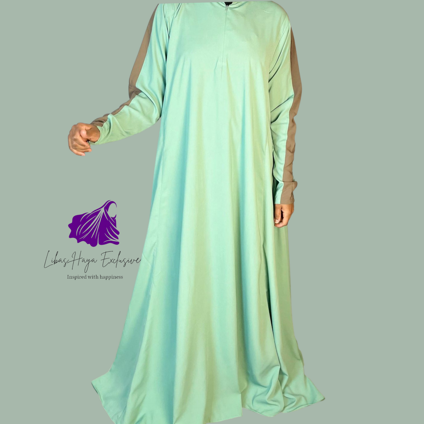 Abaya Asma -Sage & Khaki Green  (Ships to South America)