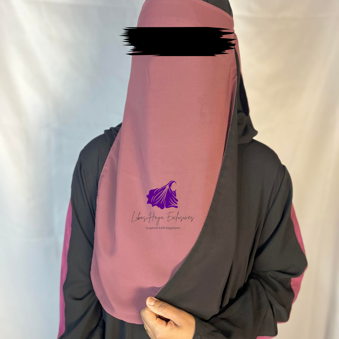 Niqab, Raahah Reversible Niqab-Black & Pink (Ships to North America)
