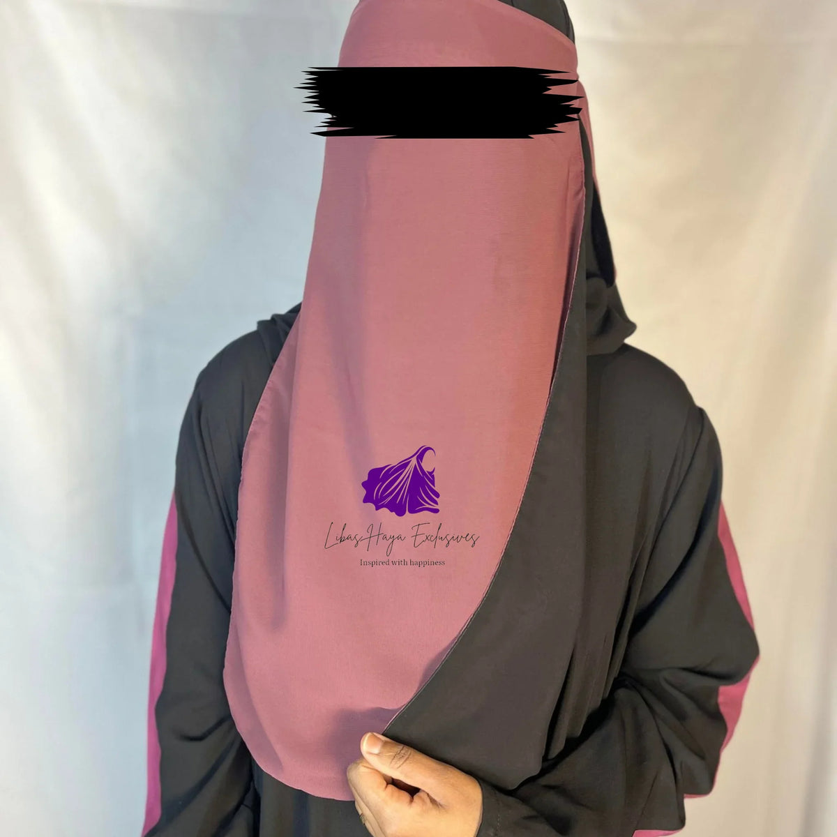 Niqab, Raahah Reversible Niqab-Black & Pink (Ships to South America) - Libas-Haya Exclusives