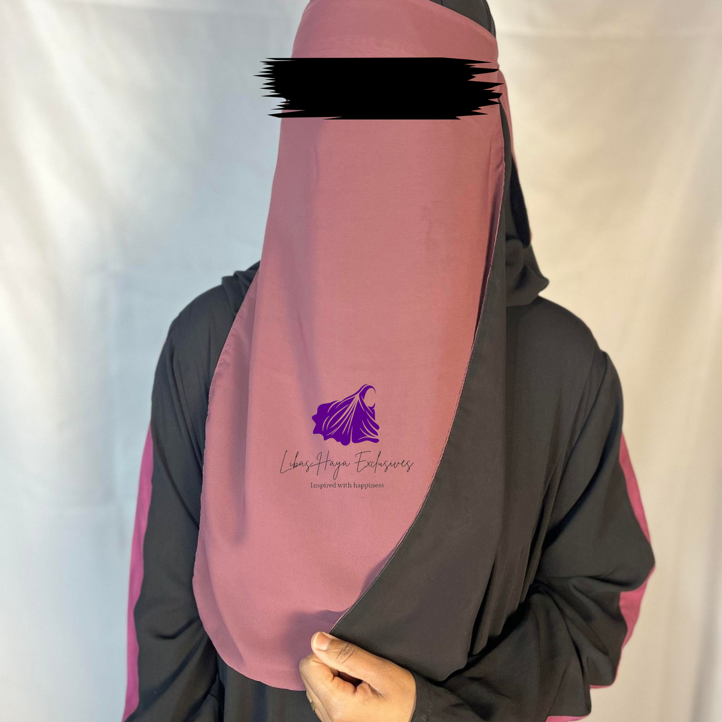 Niqab, Raahah Reversible Niqab-Black & Pink (Ships to South America)