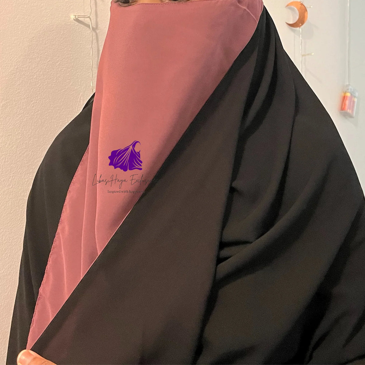 Niqab, Raahah Reversible Niqab-Black & Pink (Ships to South America) - Libas-Haya Exclusives