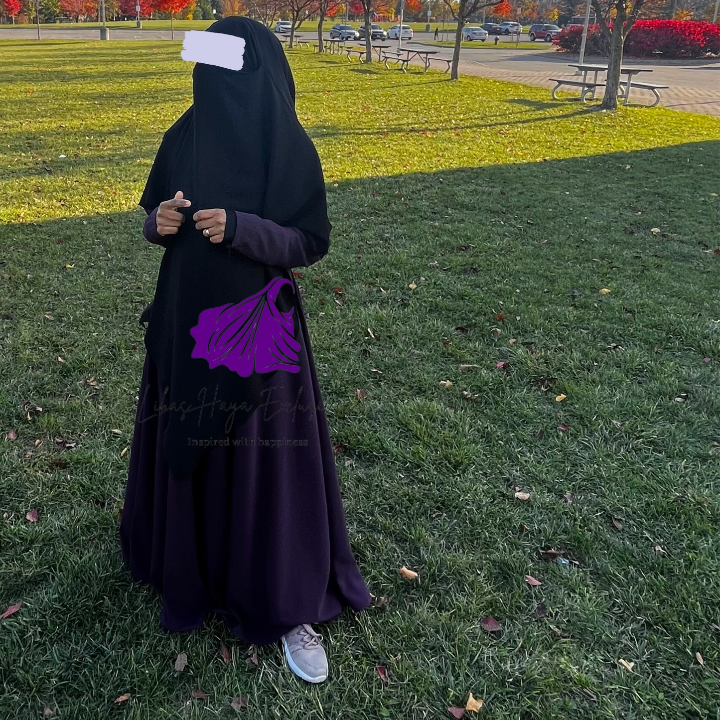 Zahra Khimar-Single layer khimar with built in niqab. Classic Black. (Ships to North America)