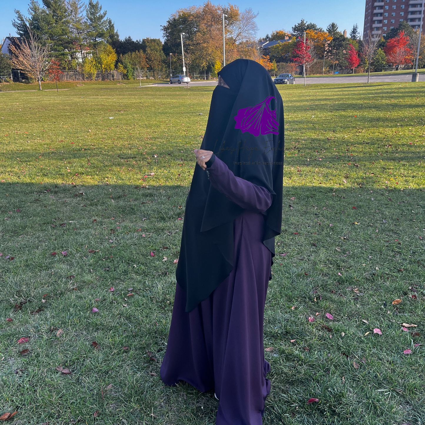 Zahra Khimar-Single layer khimar with built in niqab. Classic Black. (Ships to North America)