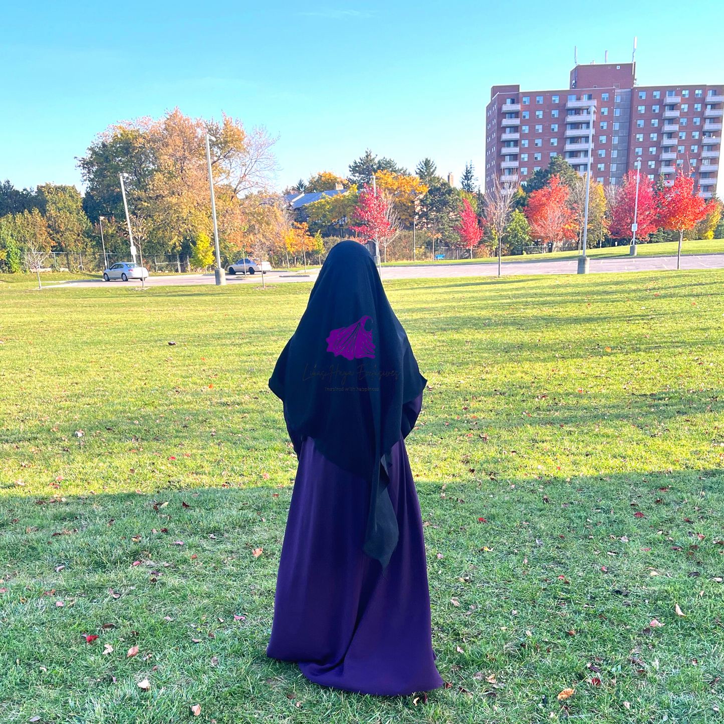 Zahra Khimar-Single layer khimar with built in niqab. Classic Black (Ships to South America)