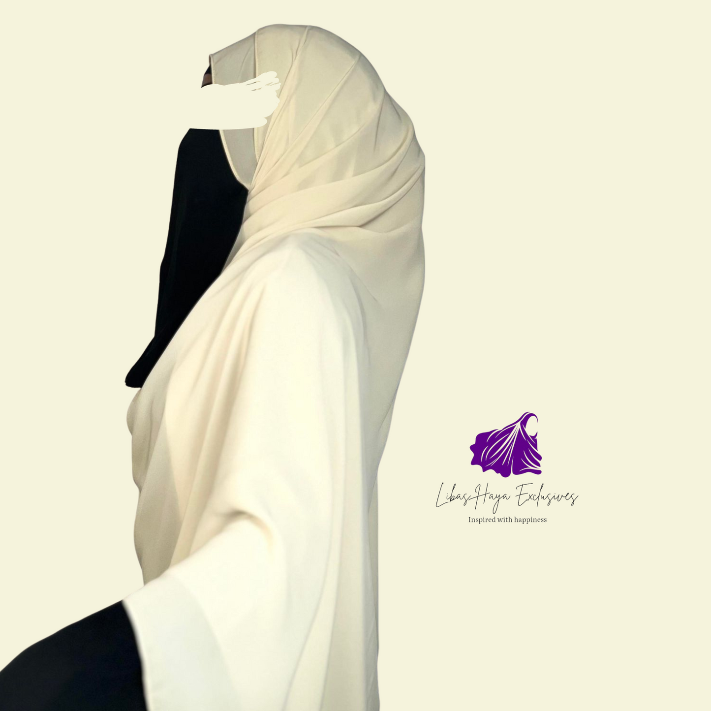 Zaynah Shayla, Premium Maxi Chiffon Hijab-Cream (Ships to North America)