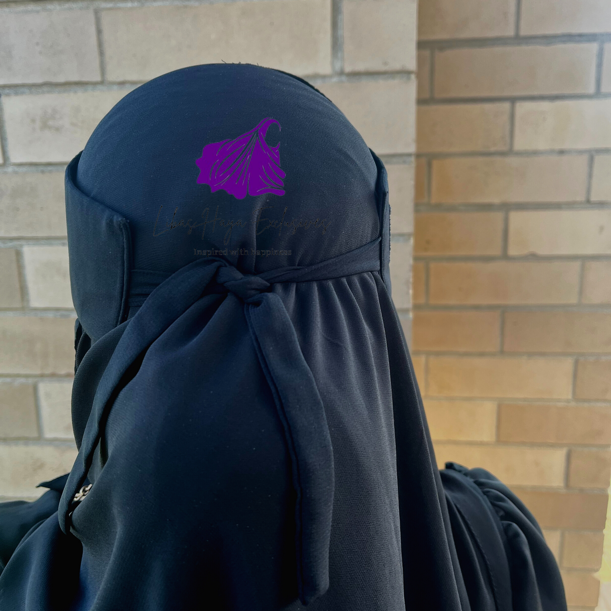 libas-haya exclusives saudi style niqab with tie back string in black