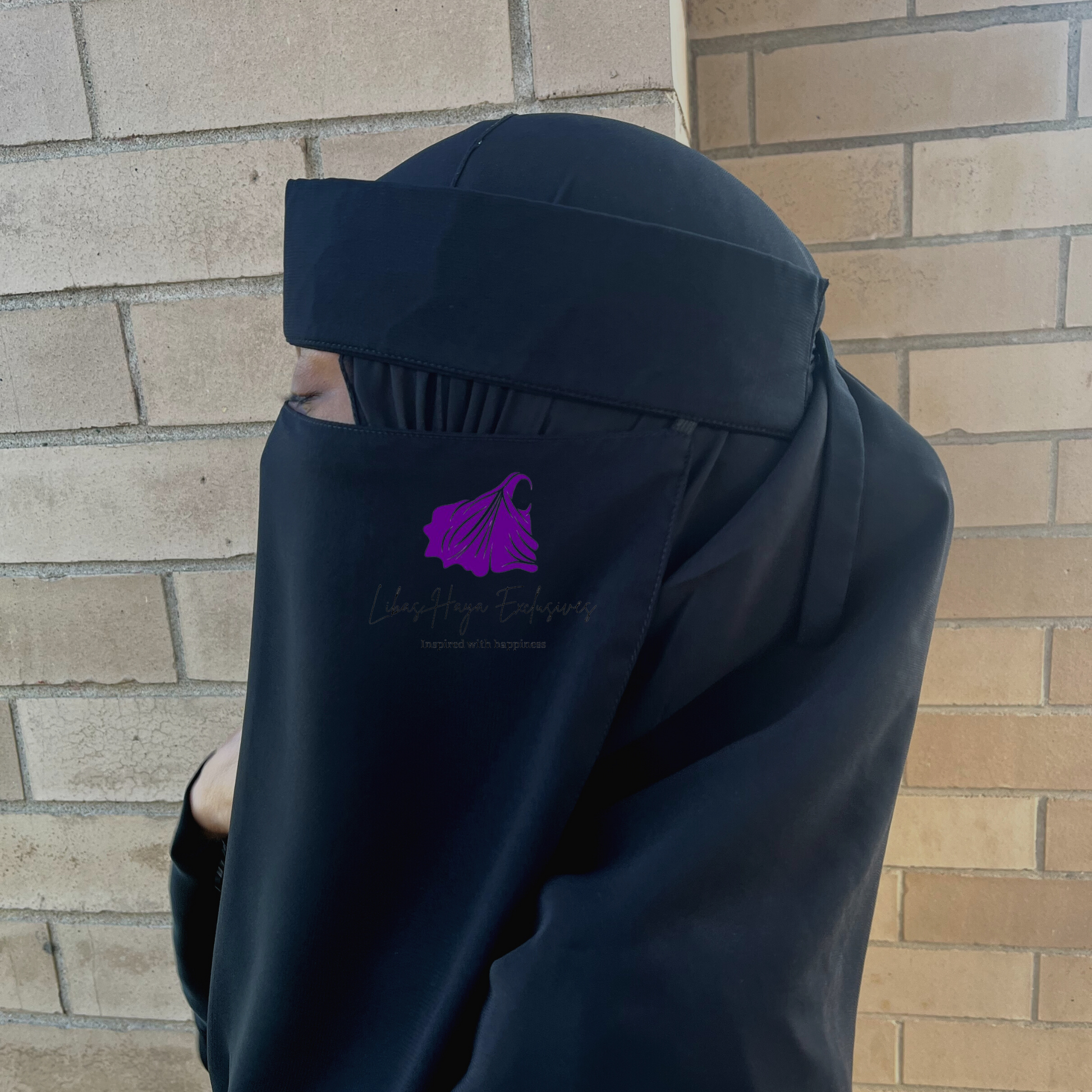 Saudi style niqab in black with pull down feature